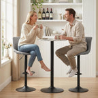HOMCOM Bar Stools Set of 2, Height Adjustable, Leathaire, Grey