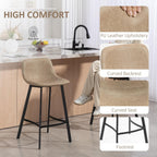 HOMCOM Bar Stools Set of 2 PU Leather Upholstery with Backrest Light Brown