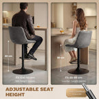 HOMCOM Bar Stools Set of 2, Height Adjustable, Leathaire, Grey