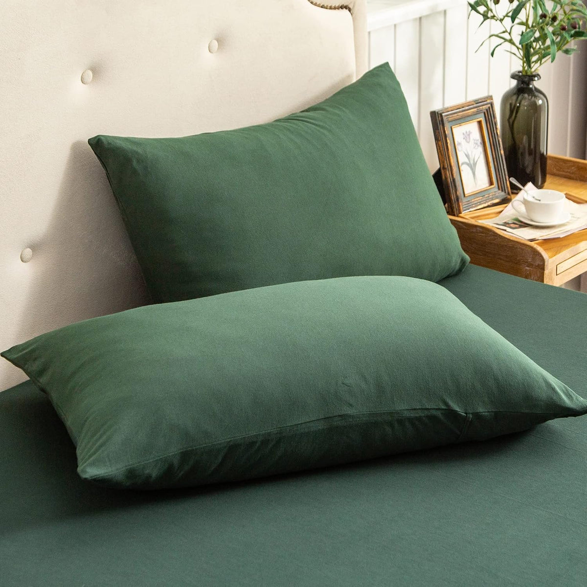 PURE ERA Jersey Knit Pillow Cases Solid Sage Green Standard