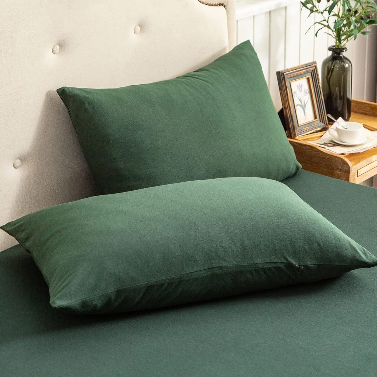 PURE ERA Jersey Knit Pillow Cases Solid Sage Green Standard