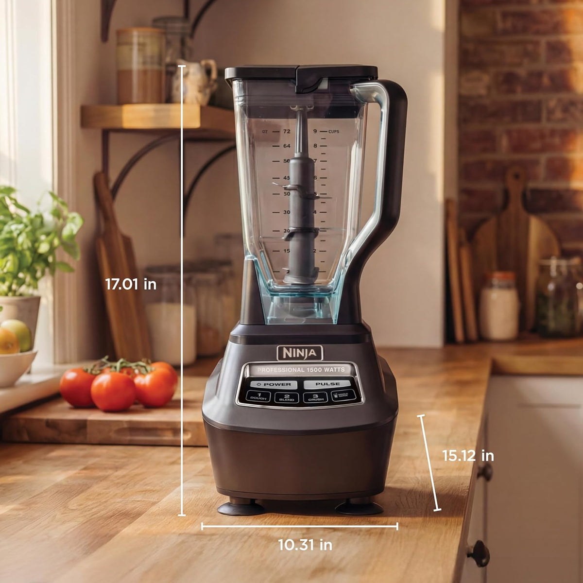 Ninja Mega Kitchen System, 1500W, 72oz Pitcher, 8-Cup, Black, BL770 | 1500W all-in-one blends smoothies, processes salsa & dough. 72-oz pitcher, 8-cup processor bowl, (2) 16-oz cups.