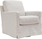 Signature Design by Ashley Nenana Swivel Glider Accent Chair, Stone Beige | Next-Gen Nuvella fabric, Machine-washable covers, 360-degree metal swivel base with gentle gliding motion