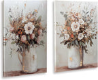 Signature Design by Ashley Floral Canvas Gallery Wall Art Sets | Unframed gallery wrapped canvas over wood, Hand painted textures with gold foil embellishments for living rooms, Faisaldon