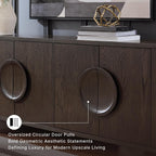 Signature Design by Ashley Accent Cabinet, 72" Dark Brown Credenza, Veeda | Premium oak veneer construction, 72-inch TV stand, Media console with cord management, Contemporary 4-door sideboard