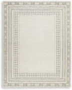 Signature Design by Ashley 8x10 Hand Tufted Wool and Jute Rug, Taupe | Premium 96% wool area rug, 4% jute blend with 10 mm pile, Bordered transitional style for living rooms, Idaman Series