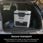 Ninja FrostVault 30qt Cooler with Wheels, Dry Storage Drawer, Cloud White | Ninja FrostVault's 30-qt capacity holds 48 cans, keeps food cool & dry, and rolls easily on all-terrain wheels