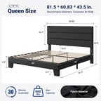 Allewie Queen Size Platform Bed Frame with Fabric Upholstered Headboard
