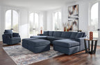 Signature Design by Ashley Modmax Oversized Square Accent Ottoman, Ink Blue | Stain-resistant Next-Gen Nuvella performance fabric, 32 in square footprint, Fits modular sectionals, No assembly required