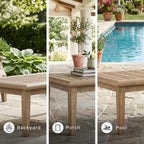Signature Design by Ashley Wood Outdoor Coffee Table, Grayish Brown | Weather resistant eucalyptus wood, 5-step protective coating, Slatted top sheds rainwater, 50-in width, Gerianne Series