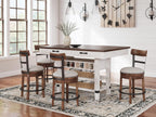 Signature Design by Ashley Valebeck Counter Height Bar Stool, Brown | Rustic-industrial wood and metal stool, Cushioned comfort, Tailored nailhead trim, Smooth 360-degree swivel