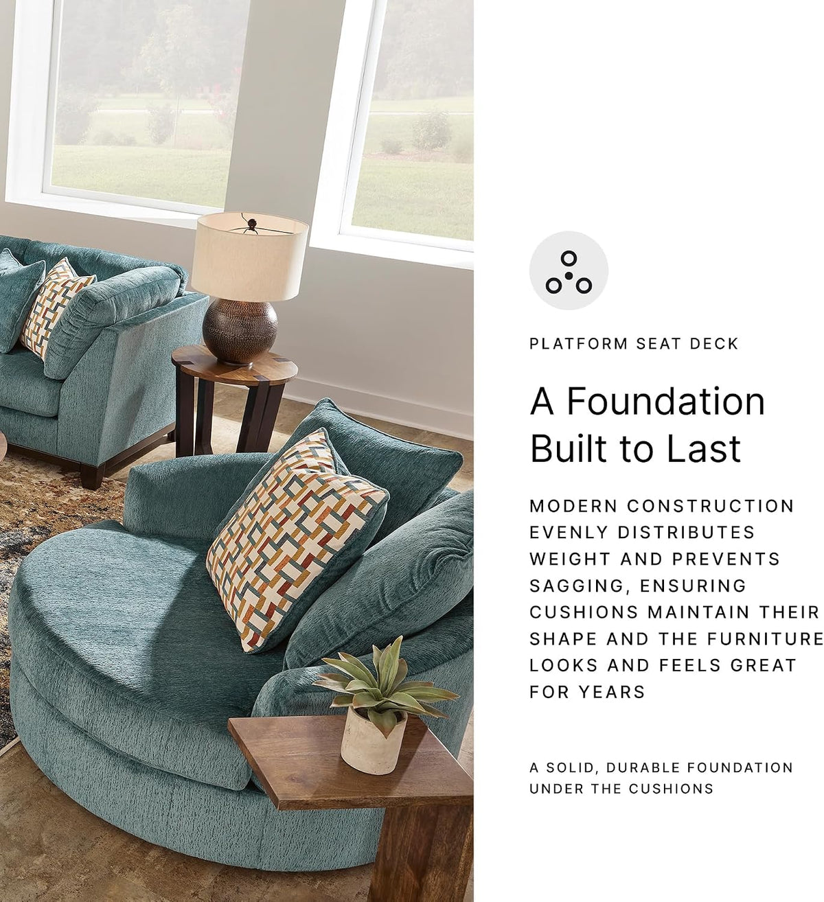 Signature Design by Ashley Laylabrook Scandinavian Upholstered Oversized Swivel Accent Chair with 3 Back Pillows, Green