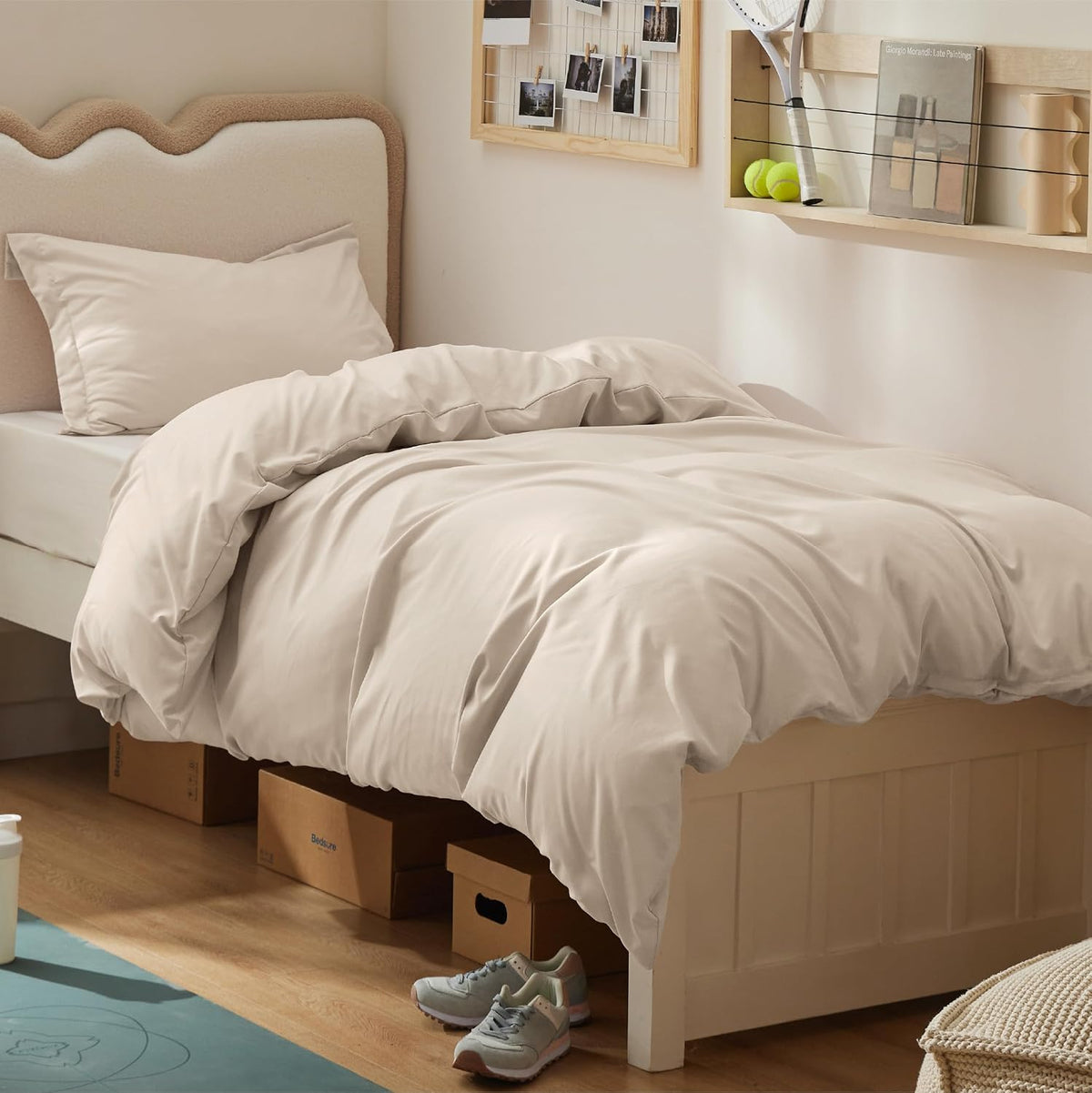 Bedsure Duvet Cover Queen Size, 3Pcs Soft Double Brushed Bedding Set, White