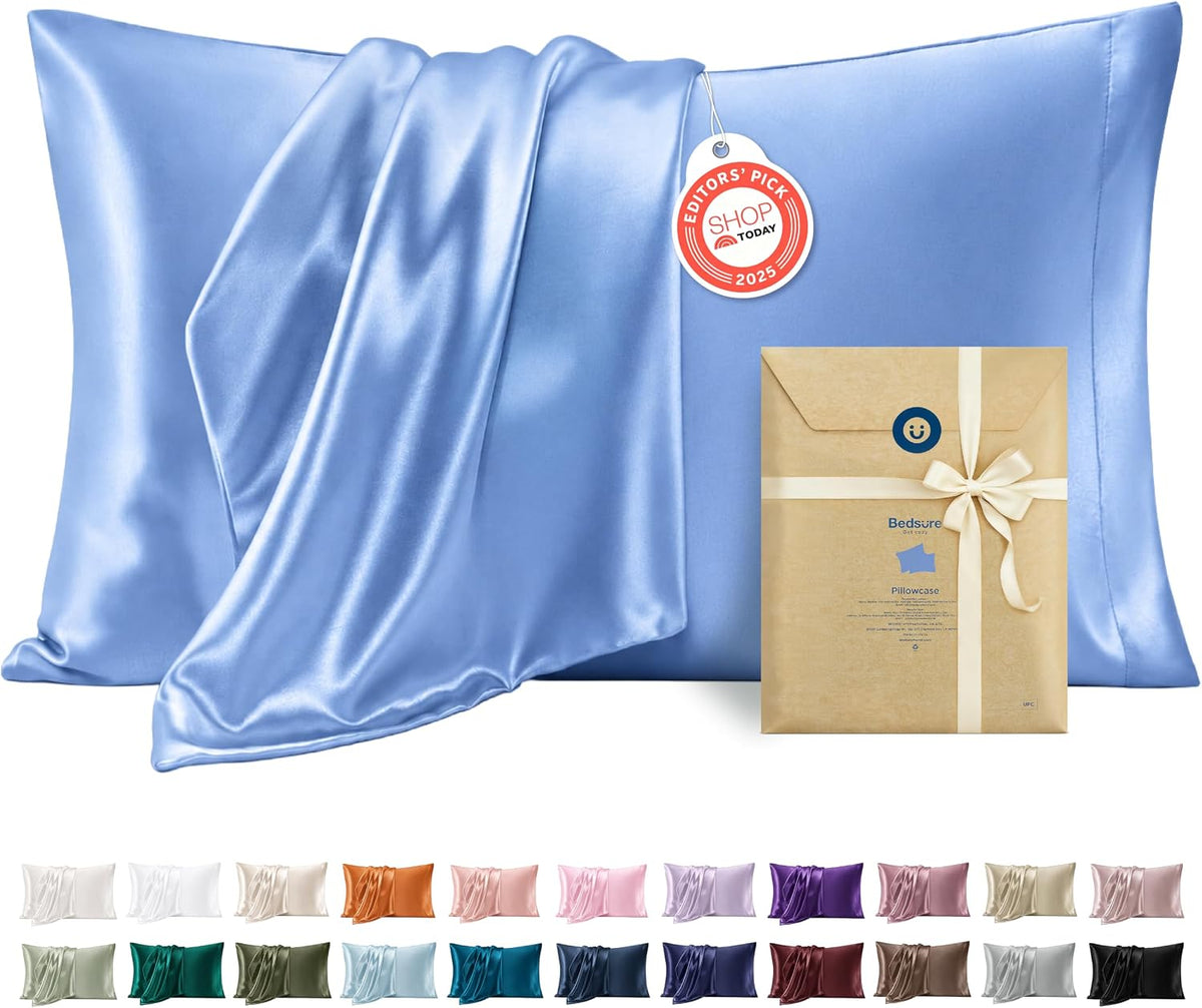 Bedsure Satin Pillowcases Queen Set of 2, Similar to Silk Pillow Cases Pink