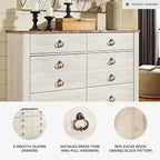 Signature Design by Ashley Willowton 6-Drawer Coastal Dresser, Whitewash | 6 drawer capacity, Coastal farmhouse style, Textured whitewash finish, Driftwood plank effect top, ASTM F 2057 compliant