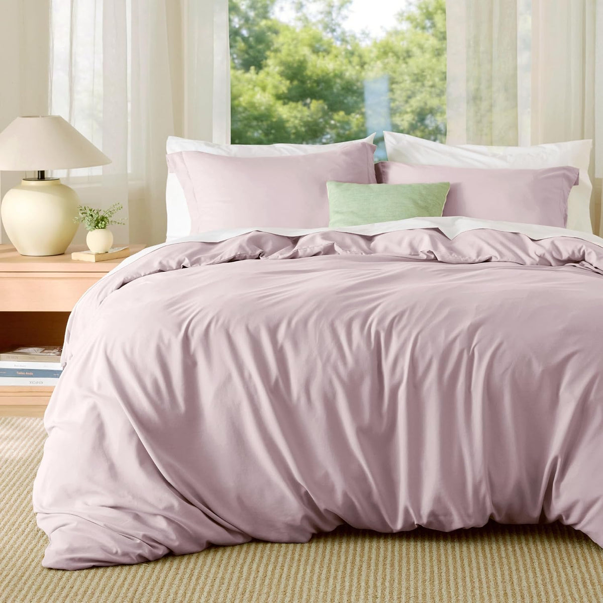 Bedsure Duvet Cover Queen Size, 3Pcs Soft Double Brushed Bedding Set, White