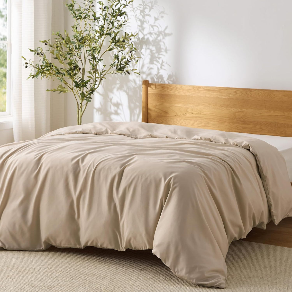 Bedsure Duvet Cover Queen Size, 3Pcs Soft Double Brushed Bedding Set, White