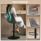 HOMCOM Bar Stools Set of 2, Height Adjustable, Leathaire, Grey