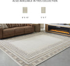 Signature Design by Ashley 8x10 Hand Tufted Wool and Jute Rug, Taupe | Premium 96% wool area rug, 4% jute blend with 10 mm pile, Bordered transitional style for living rooms, Idaman Series