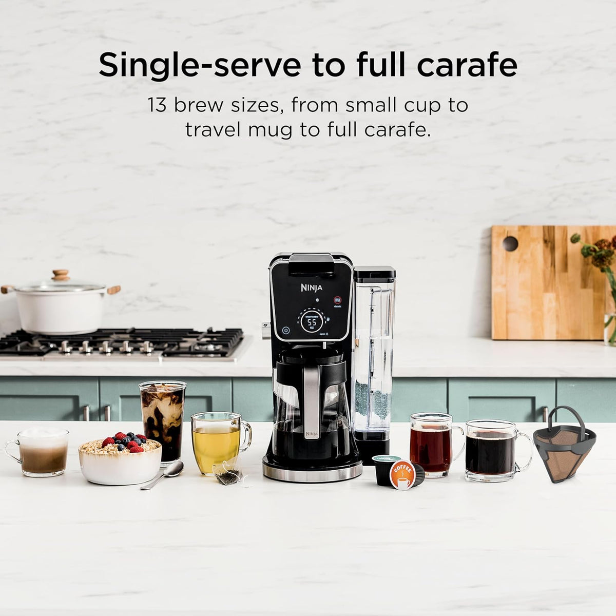Ninja Specialty Drip Coffee Maker, DualBrew Pro, Black CFP307 | Coffee Machine w/Frother, Permanent Filter, Brew w/Pods & Grounds, K Cups Compatible, 4 Brew Styles, 13 Cup to Pot Sizes