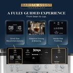 Ninja Luxe Café Premier 3-in-1 Espresso Machine, Drip Coffee, & Cold Brew | Built-in Grinder, Hands-Free Milk Frother, and Assisted Tamper for Cappuccinos & Lattes, Stainless Steel, ES601