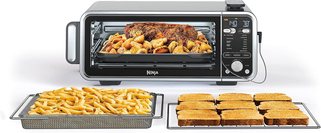 Ninja Foodi Smart Dual Heat Air Fry Oven, 13-in-1, Silver, SP351 | Smart Cook thermometer, 500F SearPlate, Air fry, sear crisp, roast, bake, dehydrate, 1800W
