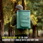Ninja FrostVault™ Go XL Soft Backpack Cooler, Dry Storage, Cactus Green | Ninja FrostVault Go XL soft cooler, stays cool for hours with a leakproof, easy-access lid, and carries like a backpack