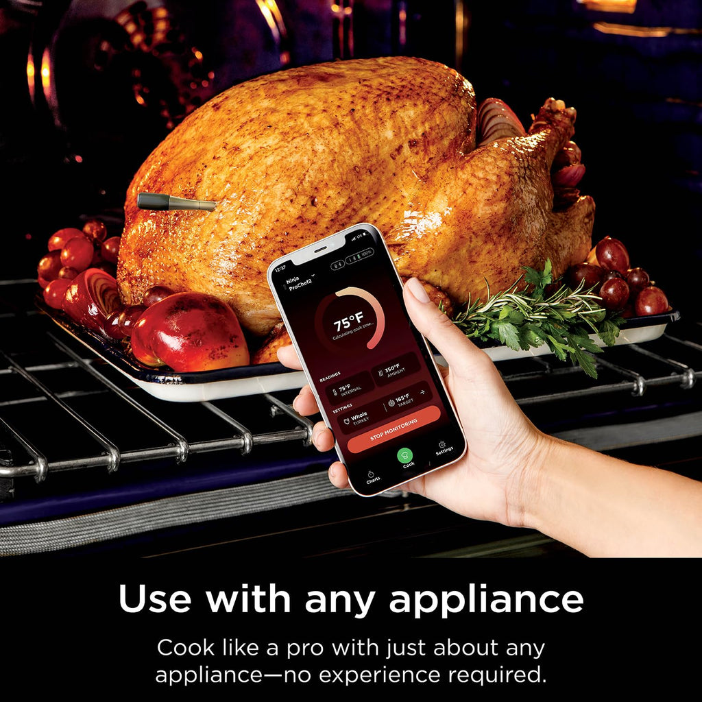 Ninja ProChef Wireless Thermometer WP100ME | Ninja ProChef Wireless Thermometer withstands 700°F and pairs with the ProConnect App for guided, no-guesswork cooking