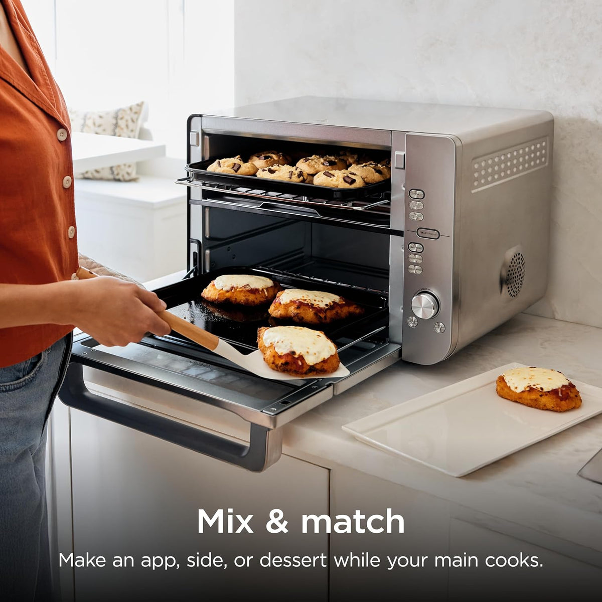 Ninja Double Stack XL Countertop Oven, 12-in-1, Stainless Steel, DCT601 | DualZone, Smart Finish, FlavorSeal, Fits 4.5 lb chicken & 6 lbs wings, Air fry, bake, broil
