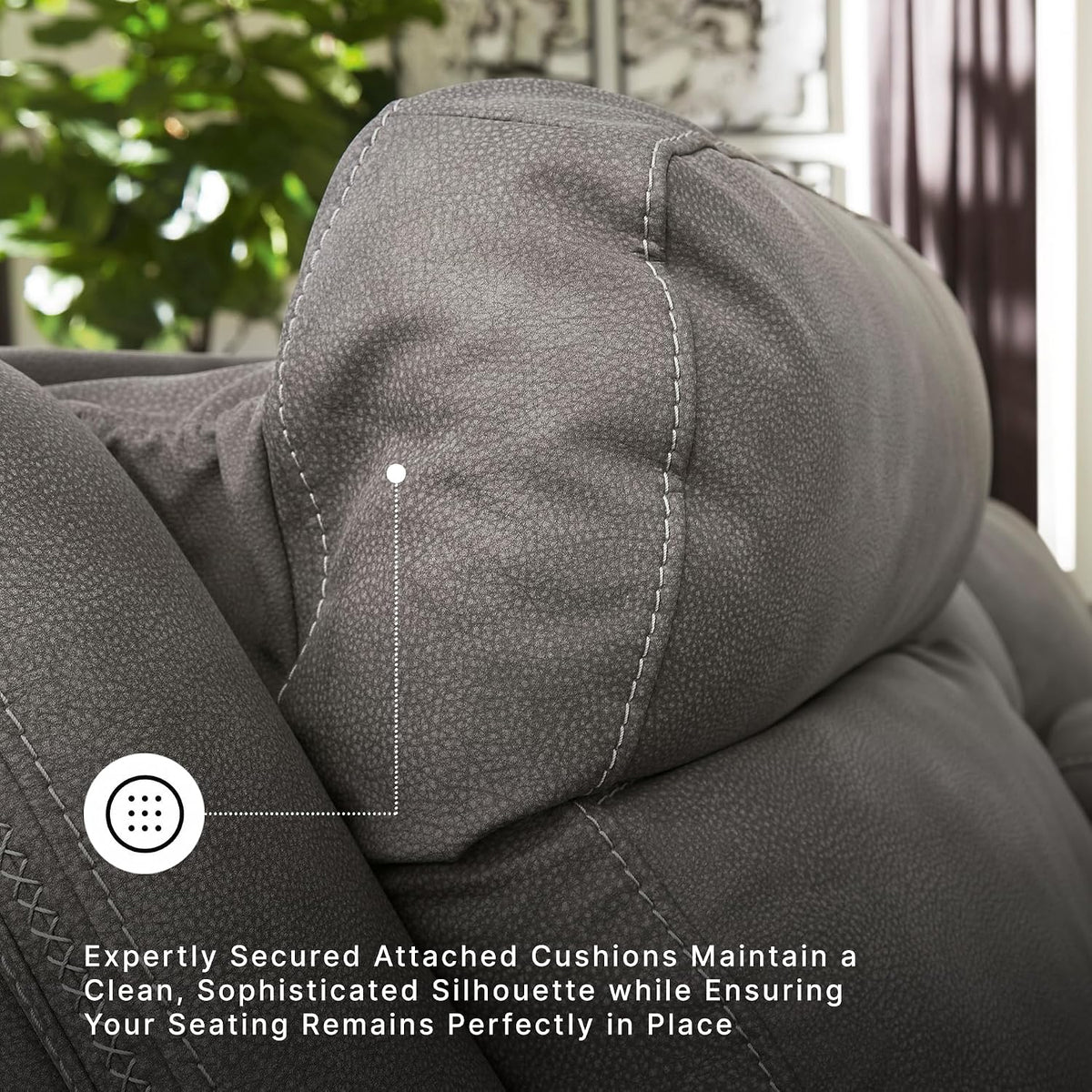 Signature Design by Ashley Power Recliner Sofa, Faux Leather Couch, Slate | Zero-draw USB charging, 6.5-in wall gap, Microfiber, Next-Gen easy to clean water resistant performance fabric