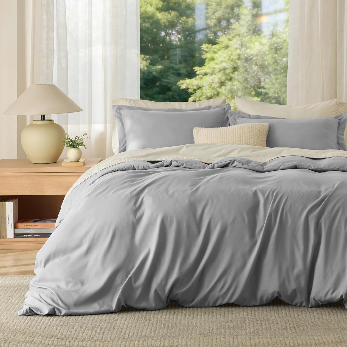 Bedsure Duvet Cover Queen Size, 3Pcs Soft Double Brushed Bedding Set, White