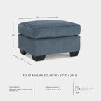 Signature Design by Ashley Ottoman, Cashton Blue Rectangular Foot Rest | 100% polyester Janiere chenille, Crosshatched weave, Ottoman foot rest, Firm foam cushion, Sturdy reinforced frame structure