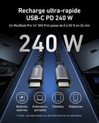 Anker Prime USB C to USB C Cable, 240W Fast Charging Durable Cable (6 ft)