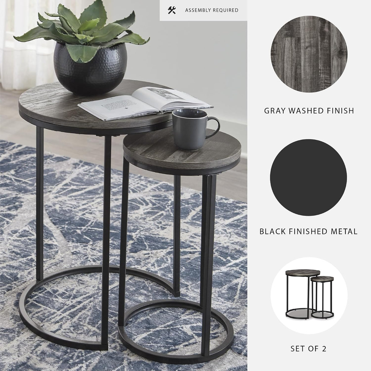 Signature Design by Ashley Gray Round Nesting Tables Set of 2