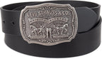 Levi’s Men’s Leather Jean Belt with Removable Plaque Buckle, Western‑Style Cowboy Belt for Everyday Wear