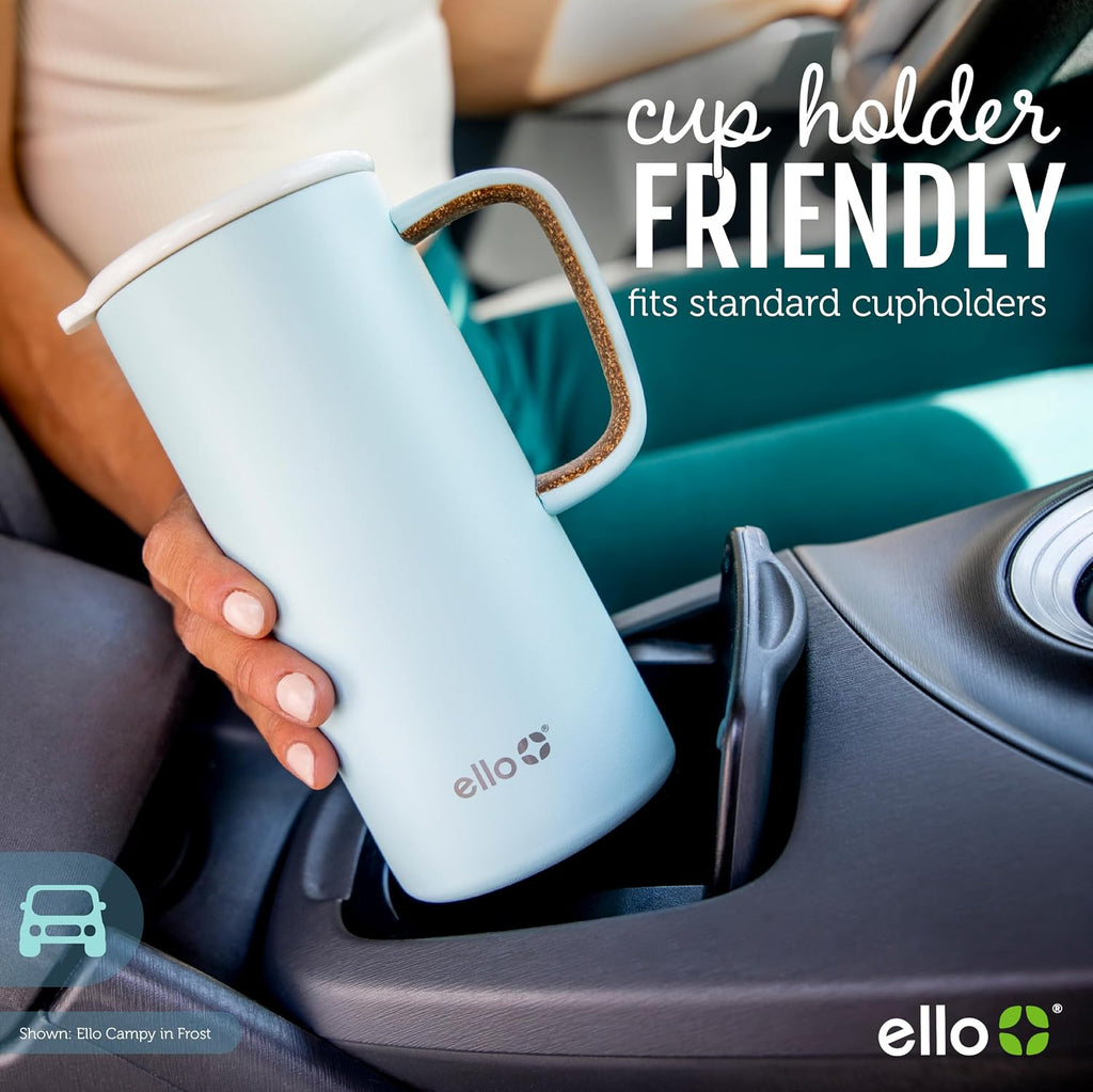 Ello Campy 18oz Insulated Stainless Steel Travel Mug with Handle, Frost