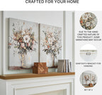 Signature Design by Ashley Floral Canvas Gallery Wall Art Sets | Unframed gallery wrapped canvas over wood, Hand painted textures with gold foil embellishments for living rooms, Faisaldon