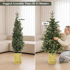 HOMCOM Set of 2 Prelit Christmas Trees with Dual-Colour Lights, Remote, 4ft