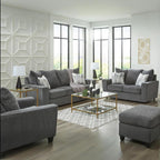 Signature Design by Ashley Stairatt Gray Rectangular Upholstered Ottoman | Plush gray chenille upholstery, Fully assembled couch extension, Sturdy 33x23 in footprint