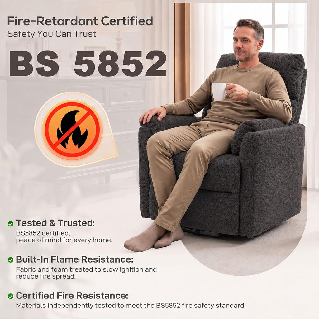 HOMCOM Riser Recliner Chair with Vibration Massage and Heat, Dark Grey