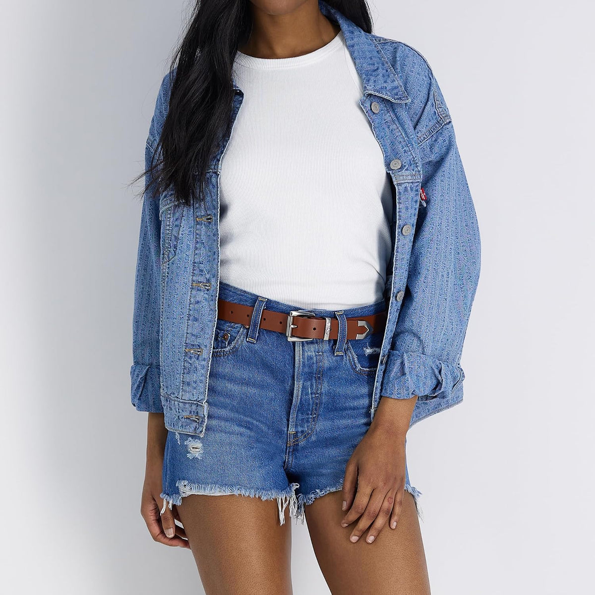 Levi's Women's Slim Casual Western Style Leather Jean Belt With Metal Tip – Regular & Plus Sizes