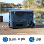 Ninja FrostVault™ 45qt Cooler with Wheels, Dry Storage, Lakeshore Blue | Ninja FrostVault's 45-qt capacity holds 68 cans, keeps food cool & dry, and rolls easily on all-terrain wheels