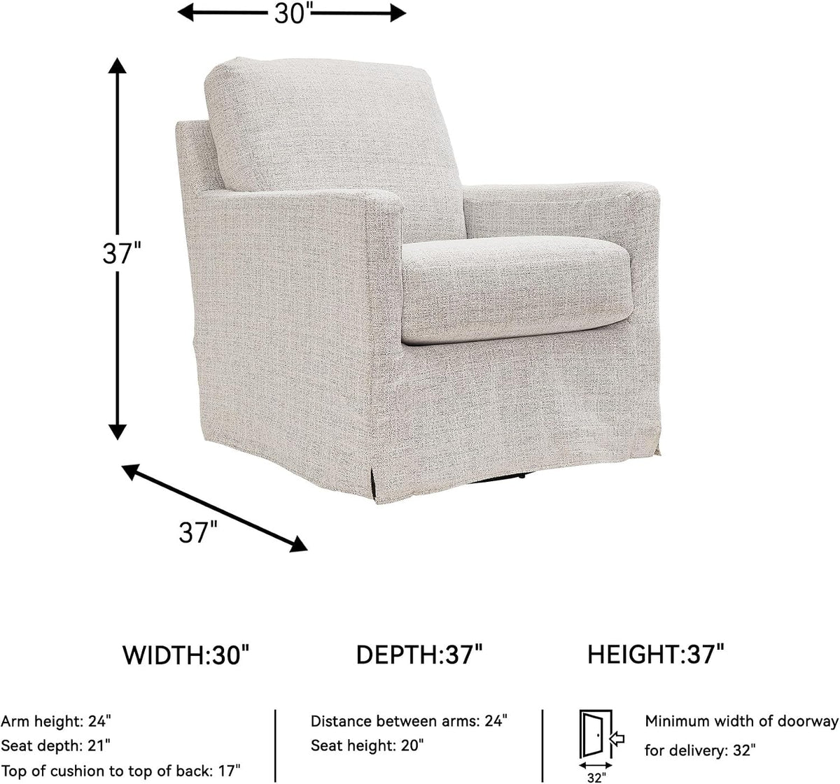 Signature Design by Ashley Nenana Swivel Glider Accent Chair, Stone Beige | Next-Gen Nuvella fabric, Machine-washable covers, 360-degree metal swivel base with gentle gliding motion