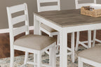 Signature Design by Ashley Skempton Counter Height Dining Table Set for 6 | 36 in counter height dining table, 24.75 in seat height, Solid wood stool frames, Two-tone wood design, Cushioned seats