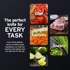 Ninja® NeverDull® 10-Pc German Steel Knife Set, Cyberspace, NK32010BL1 | Stays razor-sharp 10+ years. Premium German steel. Removable sharpener stores in a drawer saving up to 35% more counter space