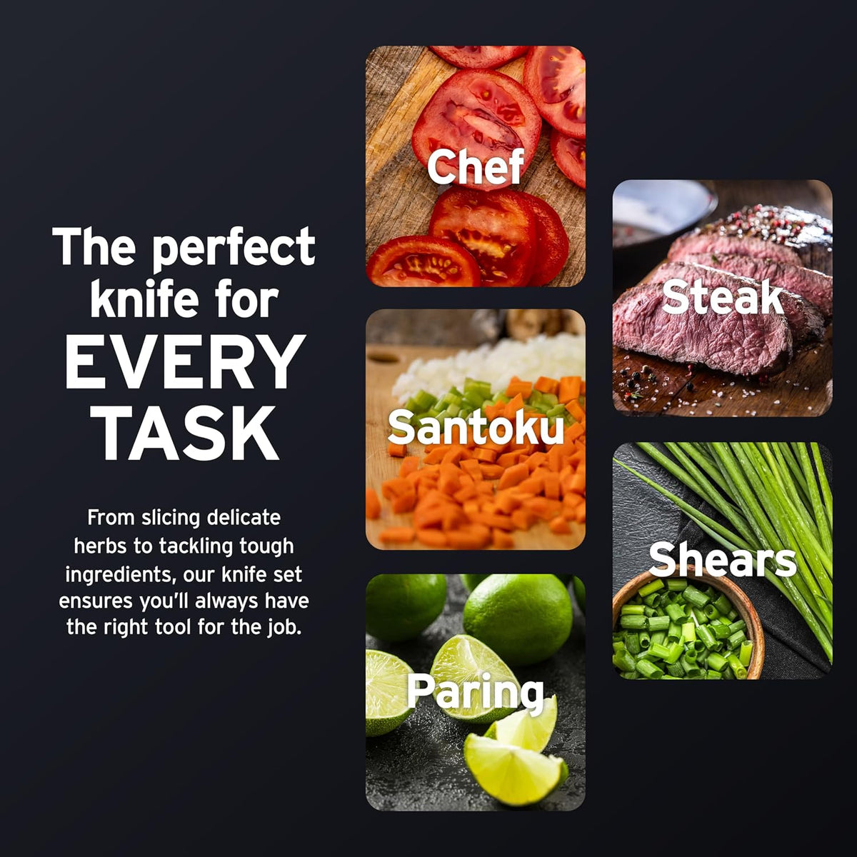 Ninja® NeverDull® 10-Pc German Steel Knife Set, Cyberspace, NK32010BL1 | Stays razor-sharp 10+ years. Premium German steel. Removable sharpener stores in a drawer saving up to 35% more counter space