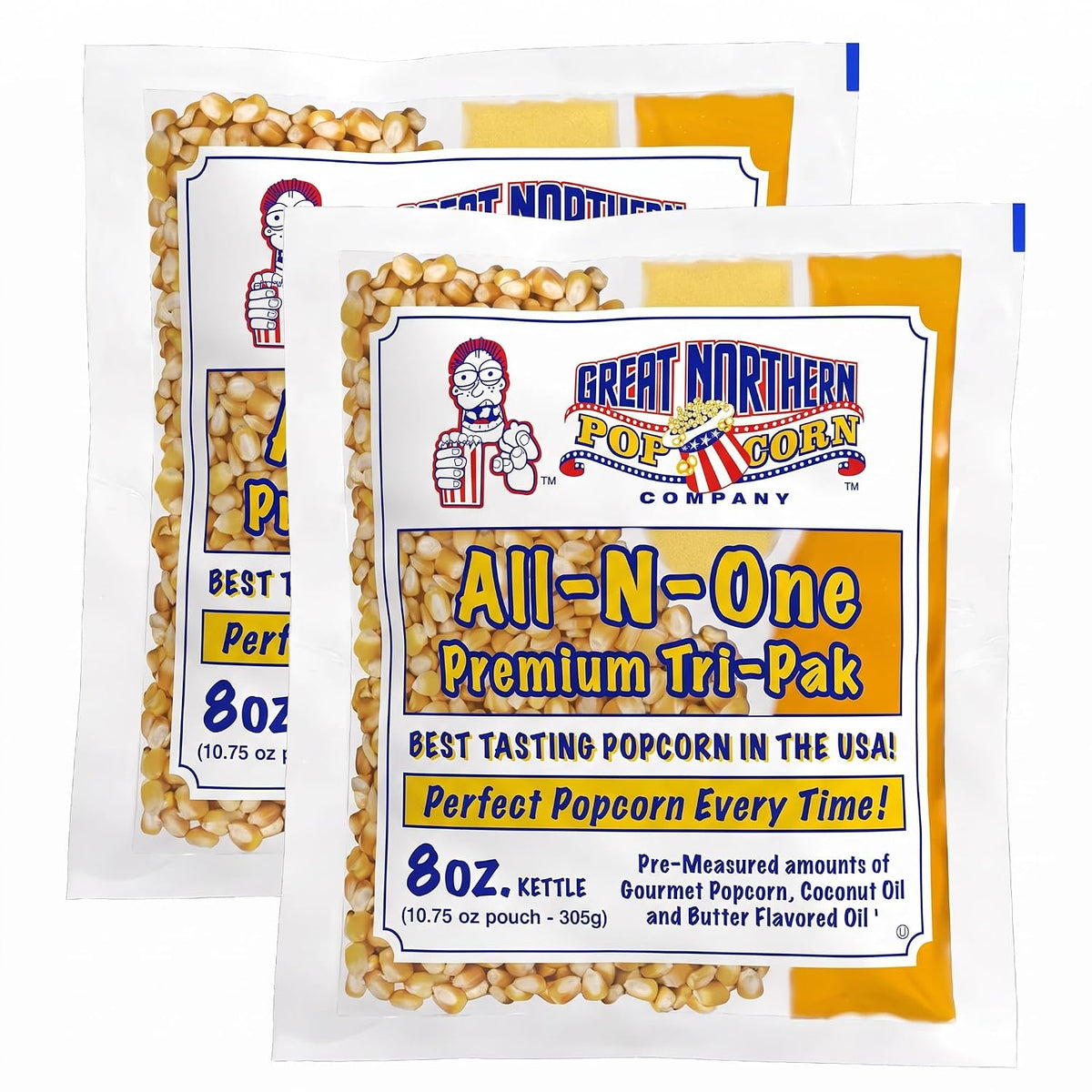 Movie Theater Style 12-Count Popcorn Packs - Pre-Measured 8-Ounce All-in-One Kernel, Salt, Oil Packets for Popping Machines by Great Northern Popcorn