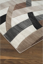 Signature Design by Ashley 7x10 Area Rug, Modern Geometric | Carved 12 mm high-low pile for tactile texture, Stain-resistant polypropylene large living room rug, Jacinth Series