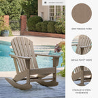 Signature Design by Ashley Sundown Treasure HDPE Outdoor Rocking Chair | All-weather HDPE resin Adirondack chair with built-in cup holder, Classic slat-back design for porches and patios