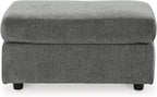 Signature Design by Ashley Stairatt Gray Rectangular Upholstered Ottoman | Plush gray chenille upholstery, Fully assembled couch extension, Sturdy 33x23 in footprint
